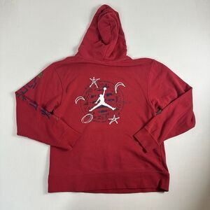 Nike Air Jordan Legacy‎ Hoodie Sweater Sweatshirt Mens Small Red CJ9083-687